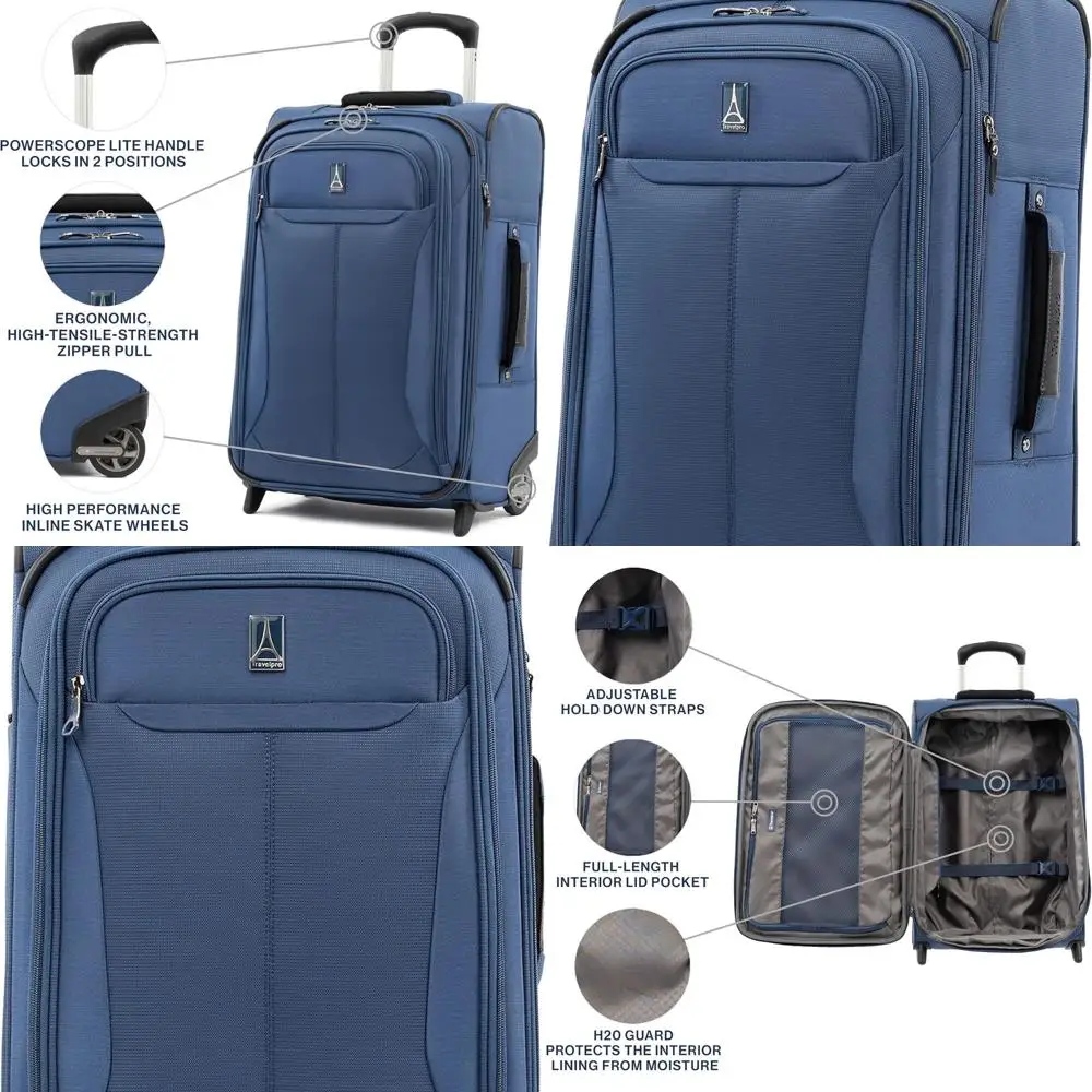 

Lightweight 22 Expandable 2-Wheel Blue Carry-On Suitcase