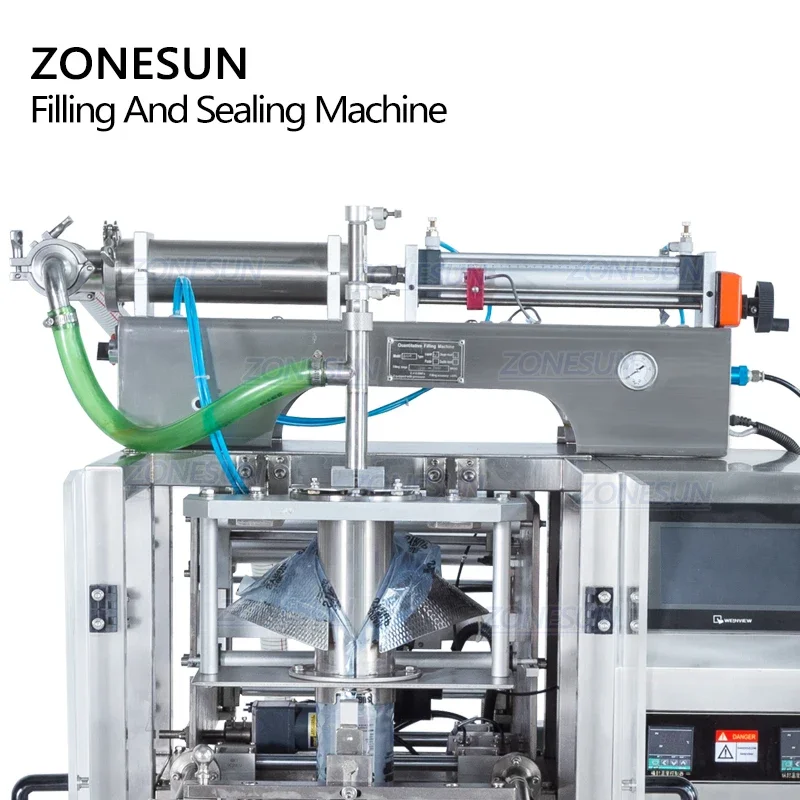 ZONESUN-Banc de Remplissage et d'Arrière existent, Machine d'Emballage Verticale Personnalisée pour Sacs de Liquide et Boissons