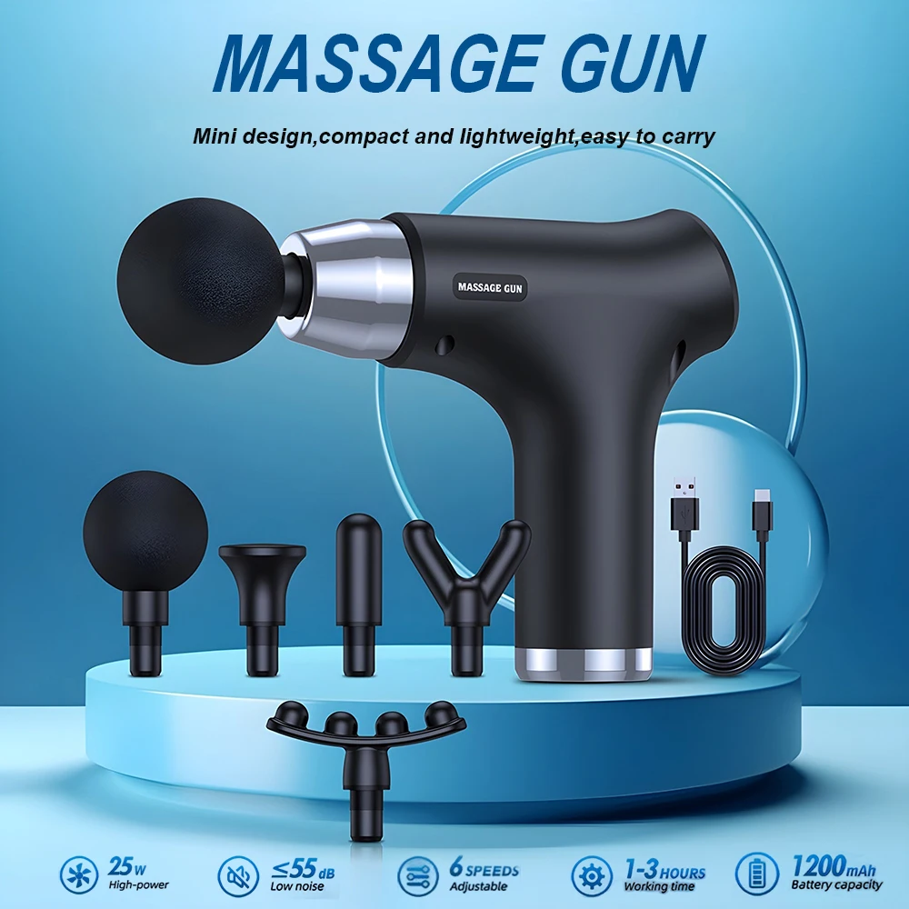

LCD Fascial Massage Gun Electric Percussion touch switch Pistol Massage whole Body Neck Deep TissueMuscle Relaxation Fitness