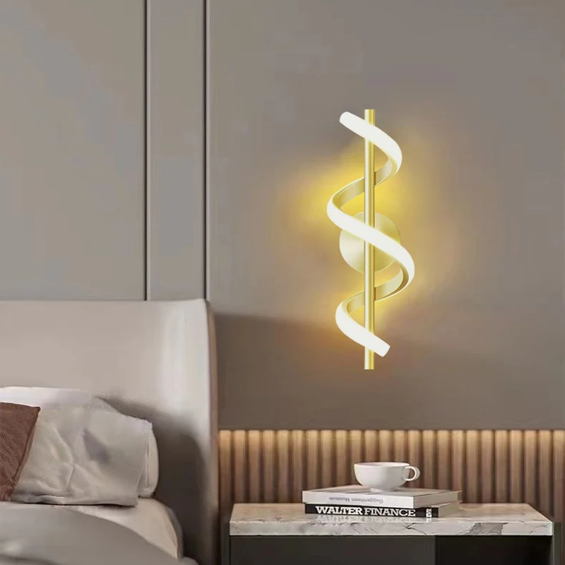 Minimalist LED Wall Lamp Nordic Bedroom Bedside Sconce Black White Gold Decorative Lighting Living Room Corridor Indoor Fixtures