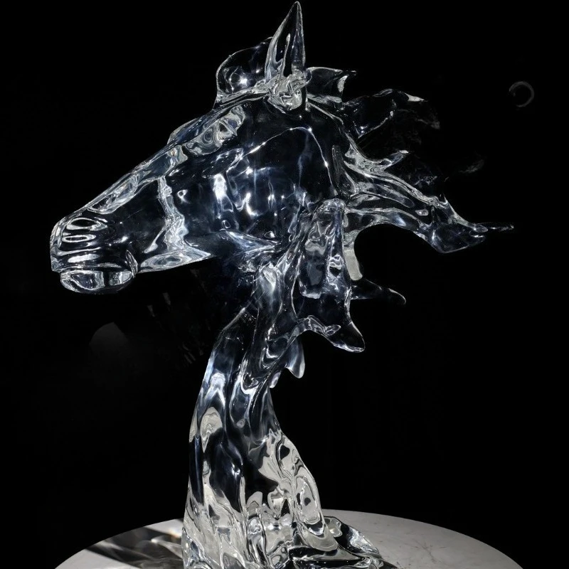 transparent horse head art home decoration study ornament crystal texture delivery ornament opening housewarming ceremony
