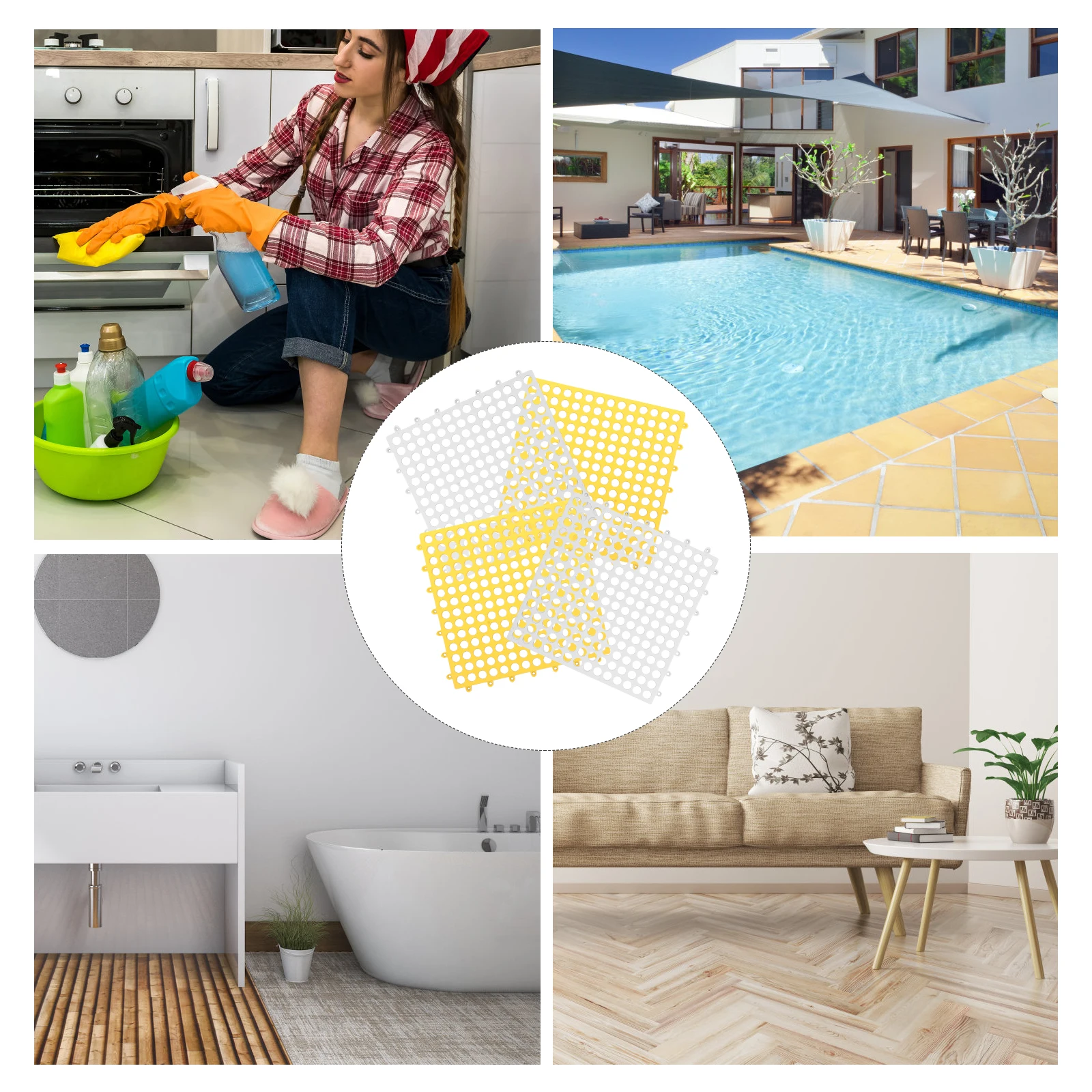 

Non-Slip Bath Bathroom Floor Cushion Pet Cage Mat Shower Rug Hollow-Out Design Household Foot Pad Door Entry Hotel Use