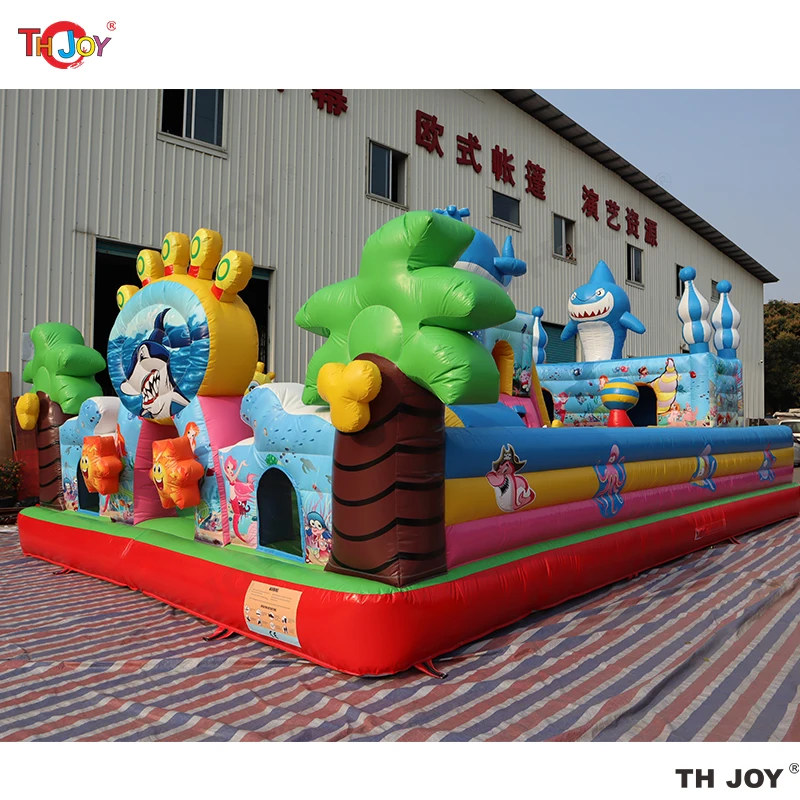 Tobogán inflable con temática del mundo submarino, castillo hinchable de circo comercial, Carnaval, patio de juegos divertido