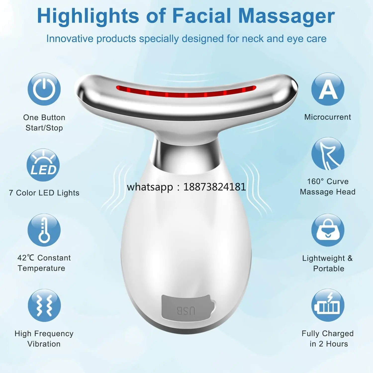 2025 New 7-in-1 Glow Therapy Face Lifting Massager Multifunctional Anti-Wrinkle Sculpting Bio-Electric Home Use Beauty Device US