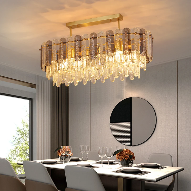 

American Style Chandelier Living Room Lamp Main Lamps Brass Copper Crystal Light Luxury Simple Modern Restaurant Lamp Bedroom