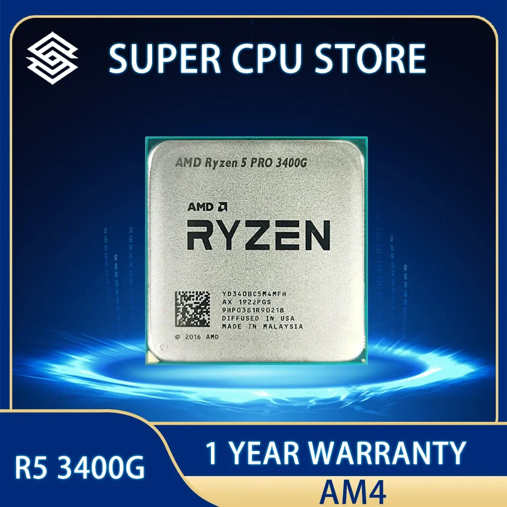 

AMD Ryzen 5 PRO 3400G R5 PRO 3400G 3.7 GHz Quad-Core Eight-Thread 65W CPU Processor YD340BC5M4MFH Socket AM4