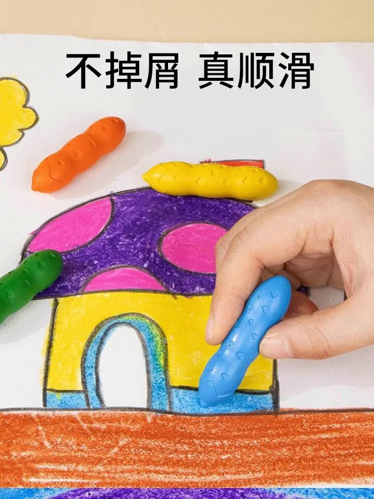 12 pieces/set Children's Pea Crayon Non toxic Oil Painting Stick Oil Brush Non dirty Hands Washable Art Professional Safety