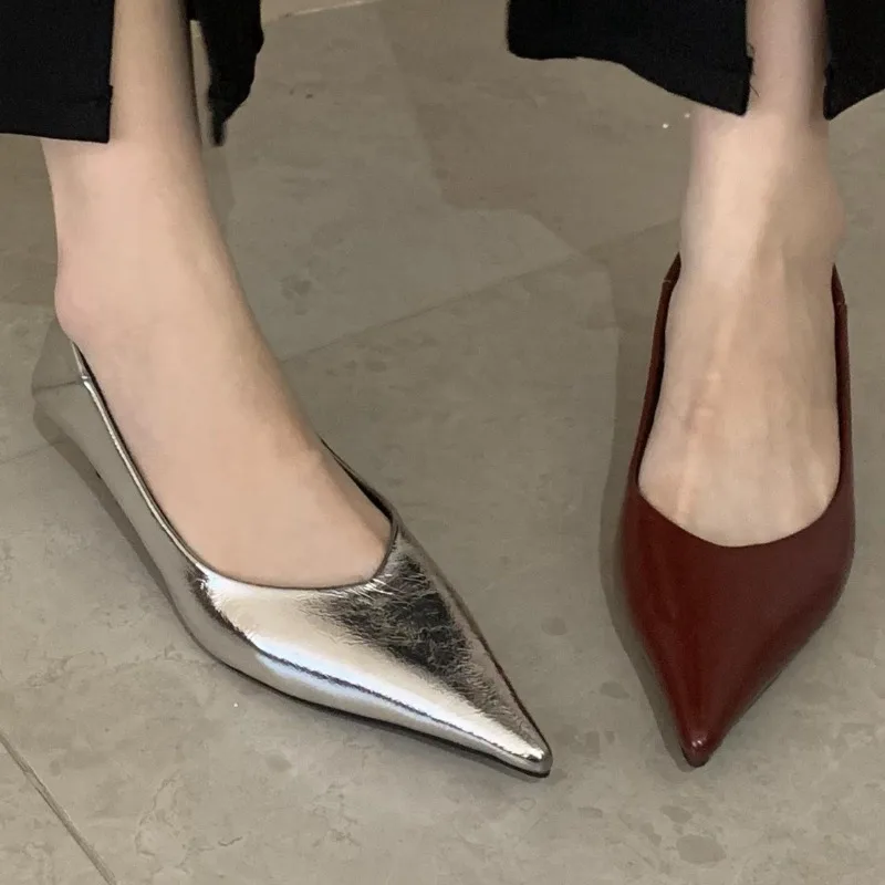 2025 봄 디자인 럭셔리 여성 신발 지적 얇은 낮은 굽 우아한 파티 여성 신발 Zapatos De Mujer