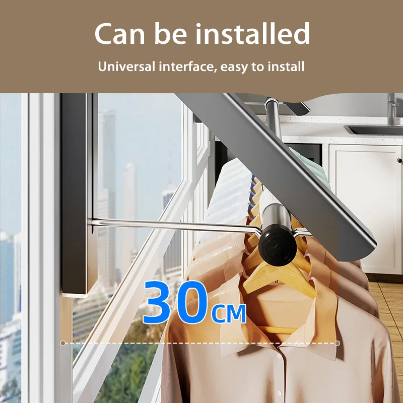 

Wall-Mounted Folding Clothes Drying Rod Cloth dryer Aluminum Alloy Folding Drying Rack Outdoor Balcony Invisible Hangers