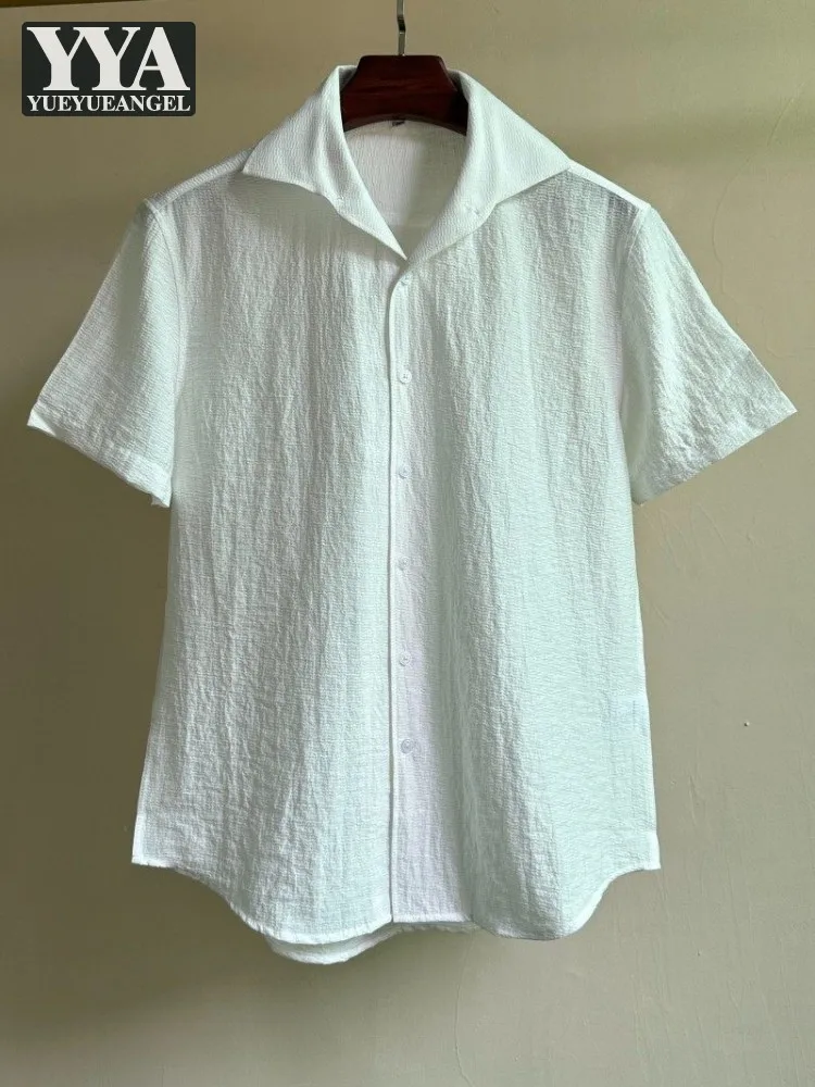 

Summer Male Shirt Business Turn Down Collar Short Sleeve Single Breasted Comfortable Office Mens Casual Thin Style Shirts Tops