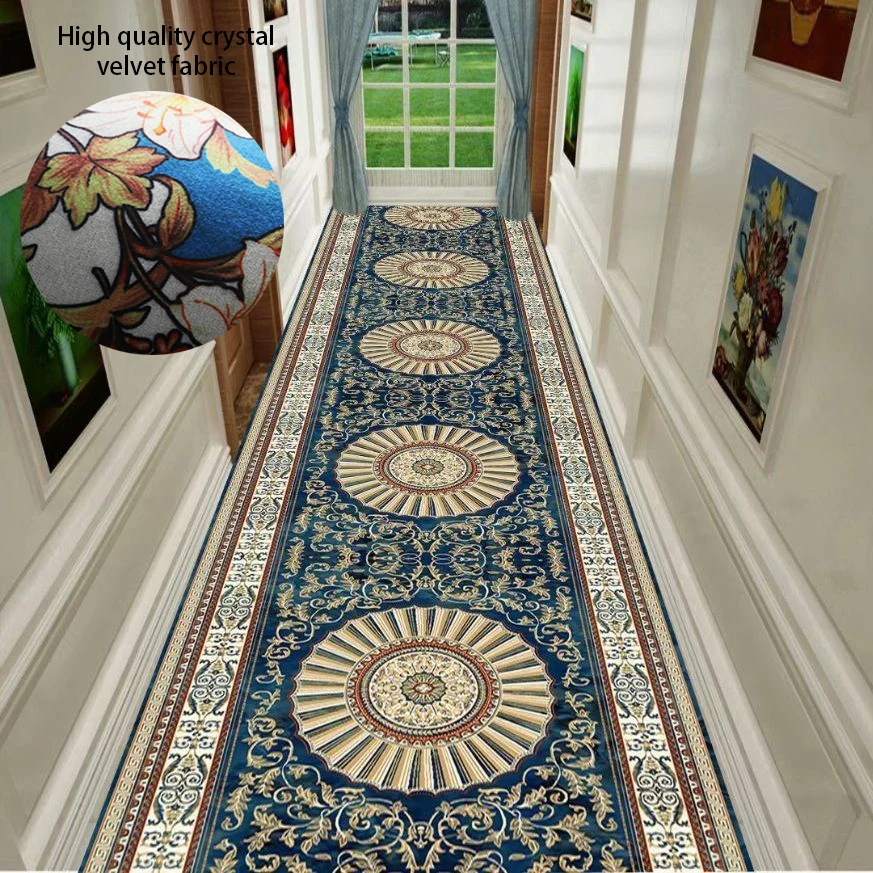 European Style Customizable Corridor Carpet Porch Stairway Aisle Long Runner Rug Room Balcony Large Area Passageway Non-slip Mat