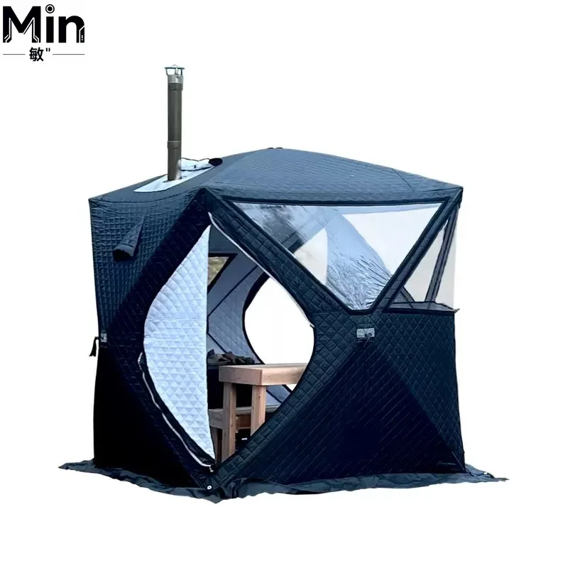 Portable Instant Setup Sauna Tent Four Season Waterproof Windproof Outdoor Stove Compatible Tent with Large View Window