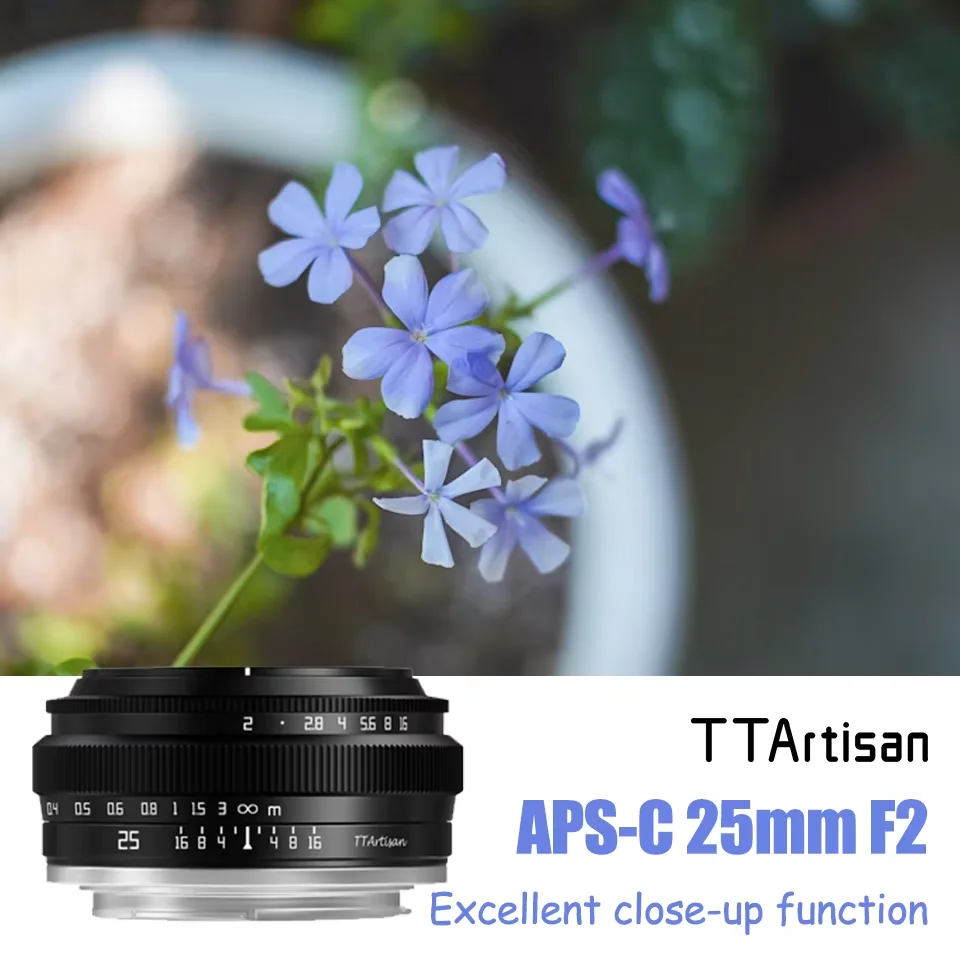 عدسة كاميرا TTAartisan 25 ملم F2.0 MF APS-C لكاميرات Sony E Fuji XF Nikon Z M43 Mount