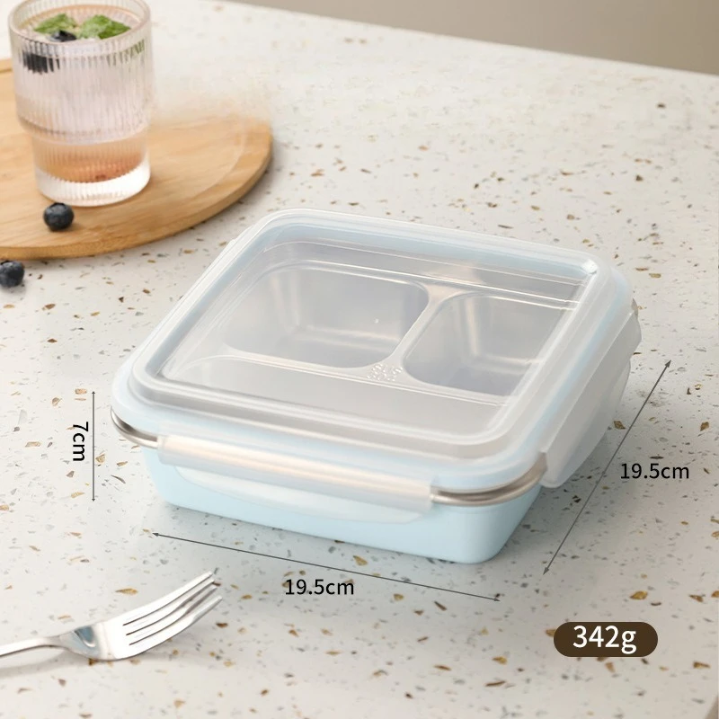 

LMM Heated Lunch Box Stainless Steel Grid Sealed Single Rated Salad Bento Fresh-Keeping Box