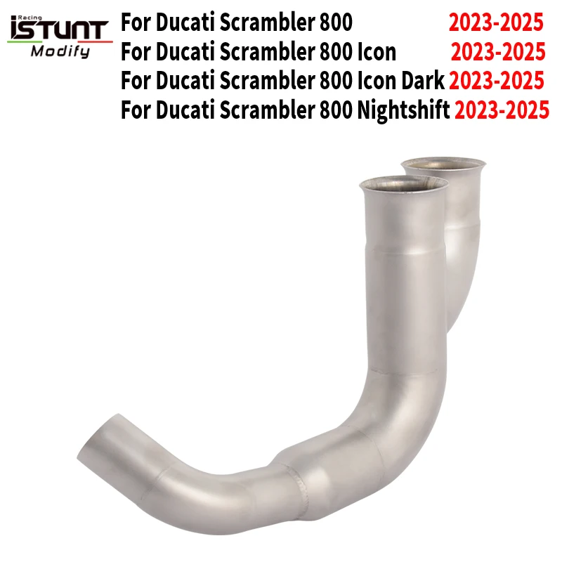 

Slip On For Ducati Scrambler 800 Icon Dark Nightshift 2023 2024 2025 Motorcycle Exhaust Replace Original Catalyst Mid Link Pipe