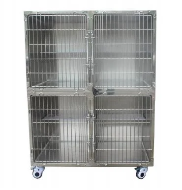 

Cats Dog Transport Veterinary Stainless Steel Display Outdoor Pet Cages Houses Product with Bottom Wheels