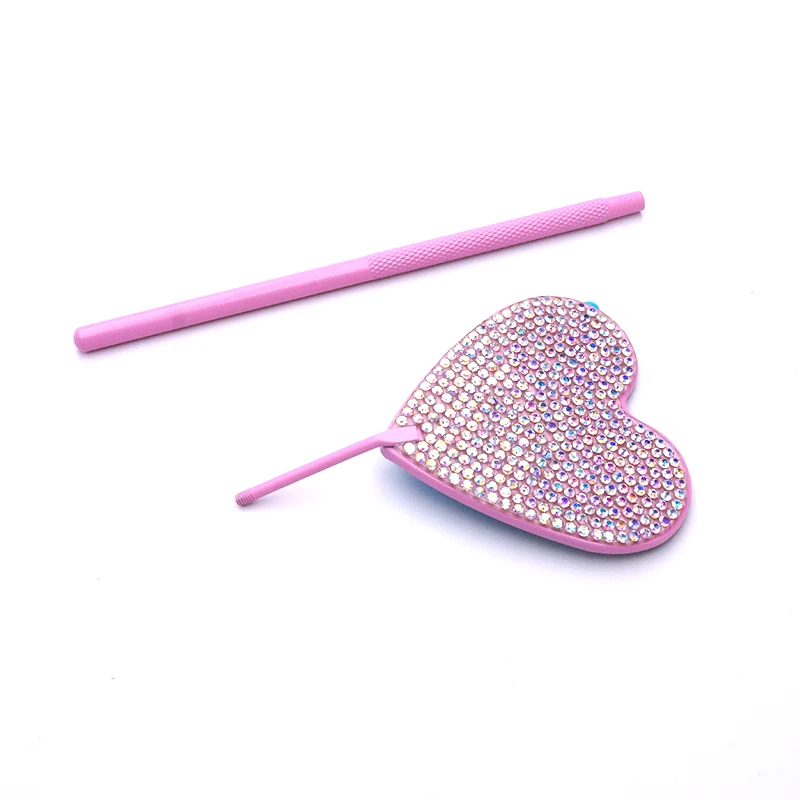 1pcs Heart Shape Diamond-encrusted Mirror for False Eyelash Extension Eyebrow Makeup Tool Magnifying Detachable Checking Mirror