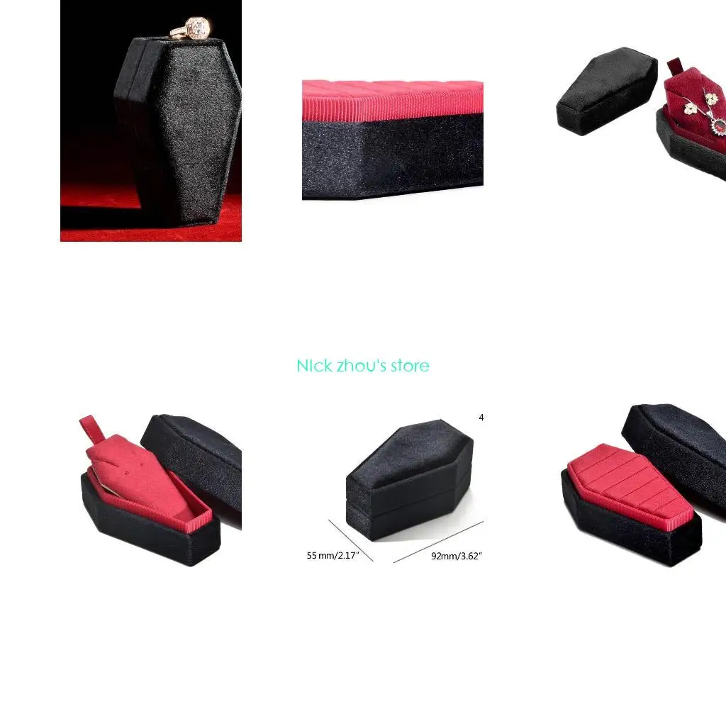 

E15E Gothic Coffin Jewelry Box Earrings Rings Necklace Display Storage Cases Portable Rings Holder Jewelry