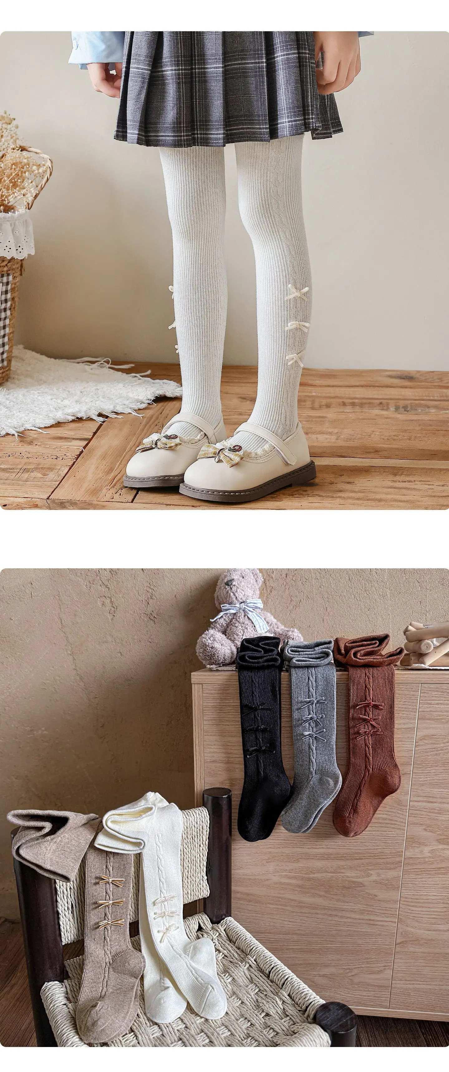 Kleinkind Mädchen Strumpfhosen Niedliche Schleife Mädchen Strumpfhosen Kinder Frühling Herbst Zopfmuster Prinzessin Kinder Leggings für Mädchen – Detail 6