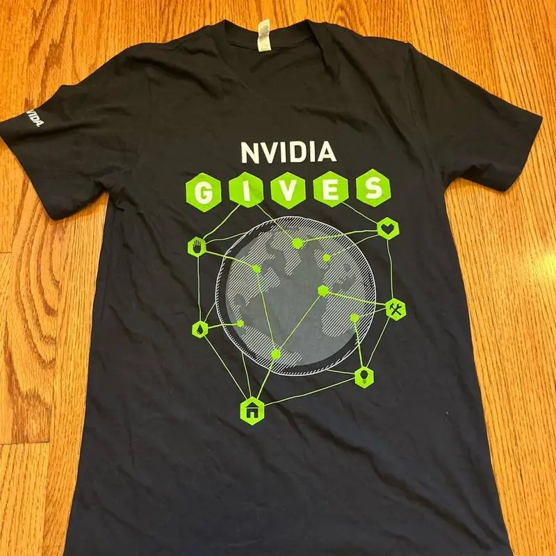 تي شيرت بشعار Nvidia أسود صغير S Sm Gpu Ai الموظف فقط Rtx Cuda Geforce #1