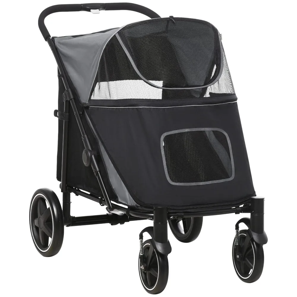 

Dog Stroller for Large Medium Small Dogs up to 66 Lbs. 23.5" in Body Length, One-Click Foldable Pet Cat Stroller with Storage,