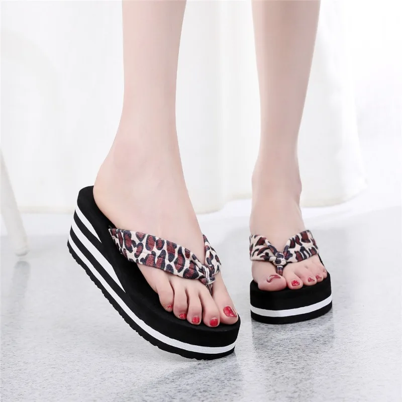 Platform Sandals Women Slipper High Heel Zapatillas Summer Shoes Fashion Wedges Slippers Black Pantufa Home Bathing Flip Flops