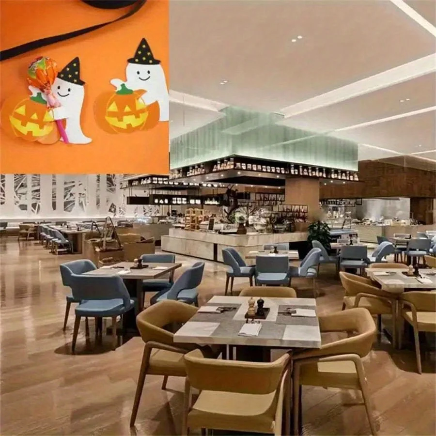 تصميم لطيف واليقطين مع نص سعيد للهالوين، لوازم الحفلات الورقية للحرف اليدوية، ديكور حفلات الخريف وأعياد الميلاد