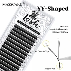 Customized Private Label 0.07mm Thickness Wispy Triple Tips YY Shape Eyelash Lightweight Waterproof Y Design Lashes by MASSCAKU