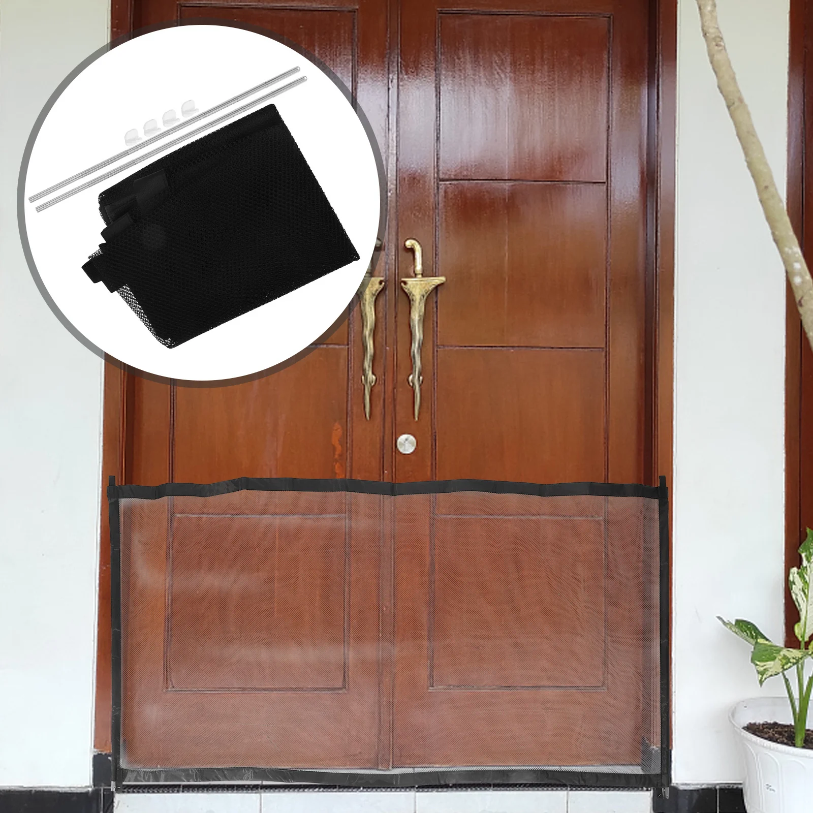 1 conjunto de malha protetora de segurança para bebês, animais de estimação, porta retrátil, rede de isolamento, cerca, barreira para cães, guarda de segurança para animais de estimação