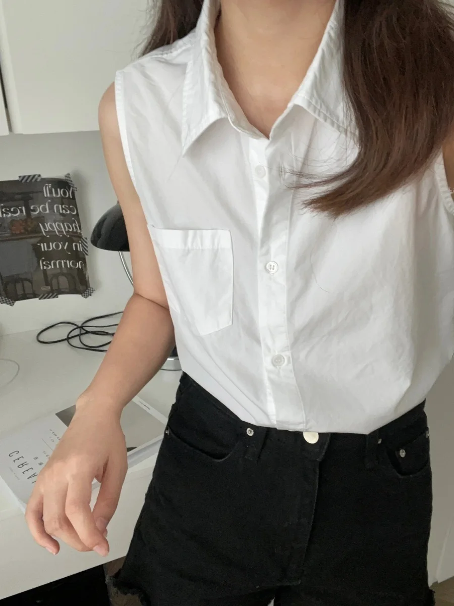 

Sli White Svel Ne Женский жилет irt Simple Faion 2025 Summer Light Maturi Quali Корейский Sle из чистого хлопка