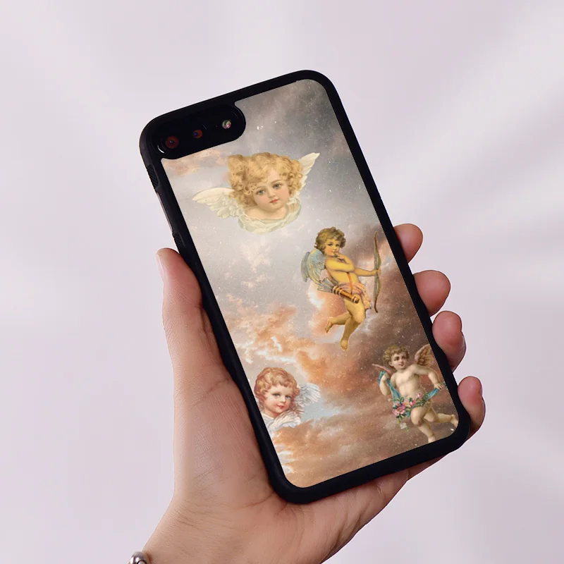 Wildflower Silicone Rubber Phone Case Cover for iPhone 6 6S 7 8 Plus X XS XR 11 12 13 14 15 Mini Pro Max Cherub Baby Angel