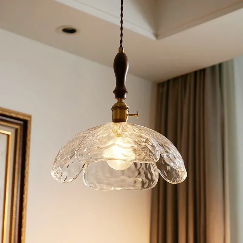 

Vintage Japanese Wabi Sabi Living Room Bedroom Kitchen Cafe Pendant Light Fabric Flower Shape Lampshade Hanging Lighting Fixture