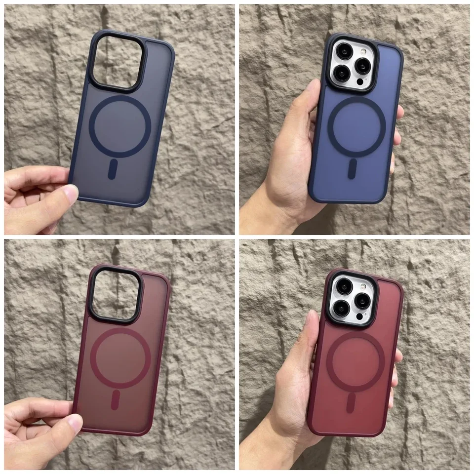 Funda magnética original mate para iPhone Air 17 16 15 14 12 11 13 Pro Max Plus con carga inalámbrica MagSafe 6