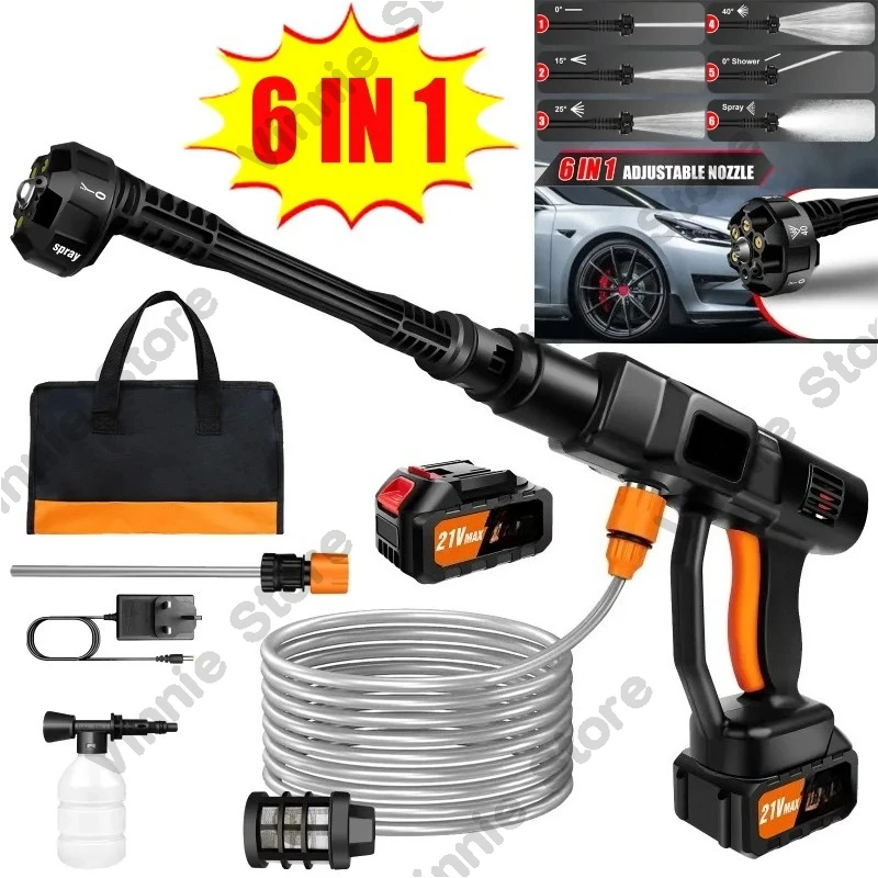 DayPlus Cordless Pressure Washer, 3000PSI Portable High Pressure Washer, Lightweight Jet Wash with Adjustable 6 in 1 Nozzle