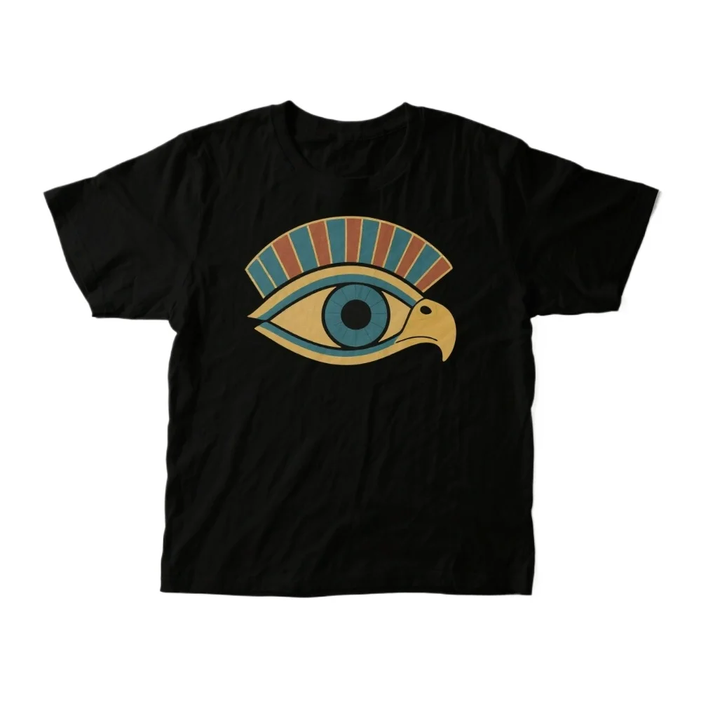 

Egyptian Archaeological Eye Eagle T-shirt with 100% cotton collar round summer short sleeve casual men's T-shirt size S-3XL