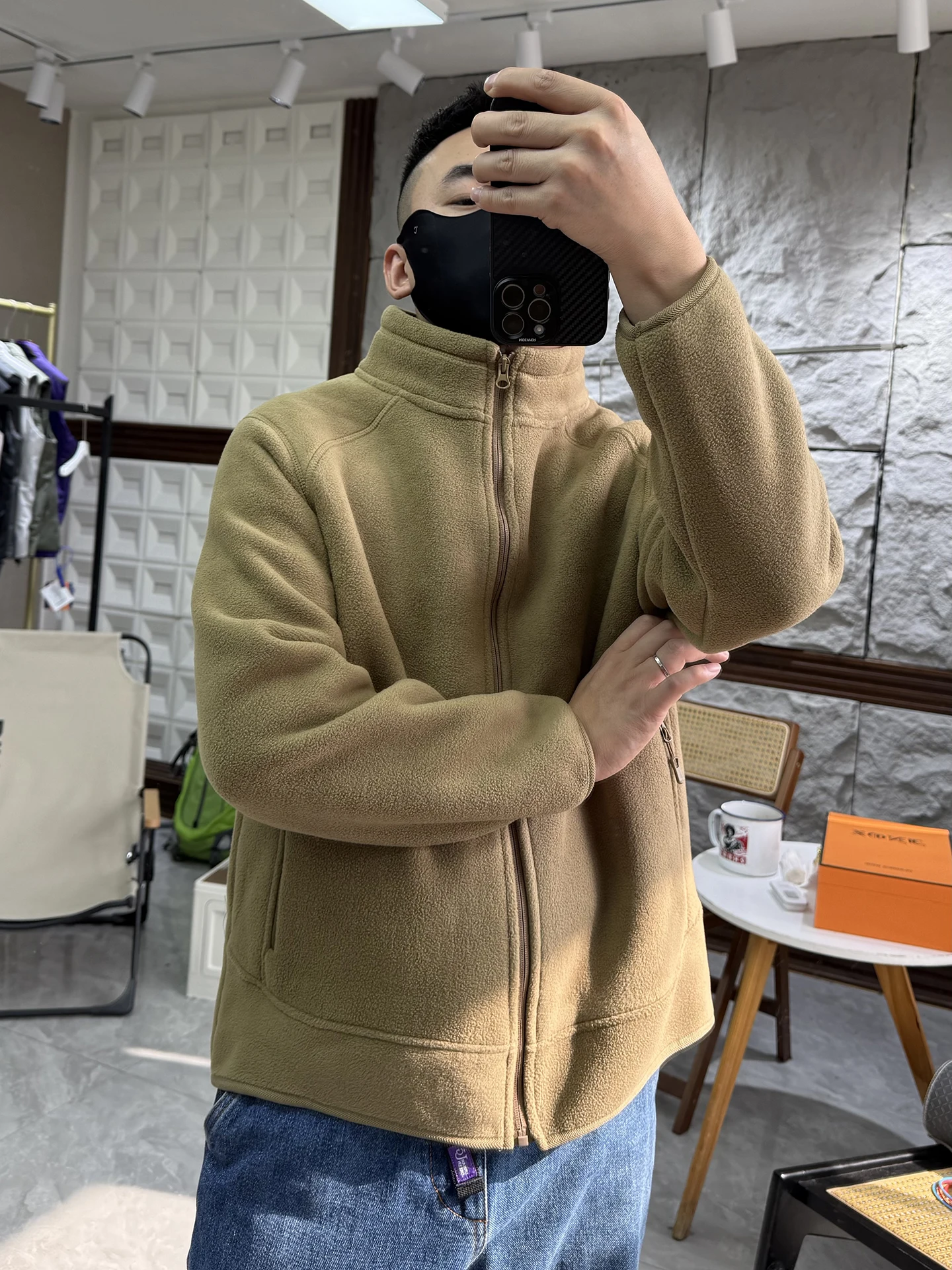 

Men's Outdoor Fleece Jacket Stand Collar Warmth Inner Double Sided Velvet Autumn Winter Thickened Long Sleeve Zipper