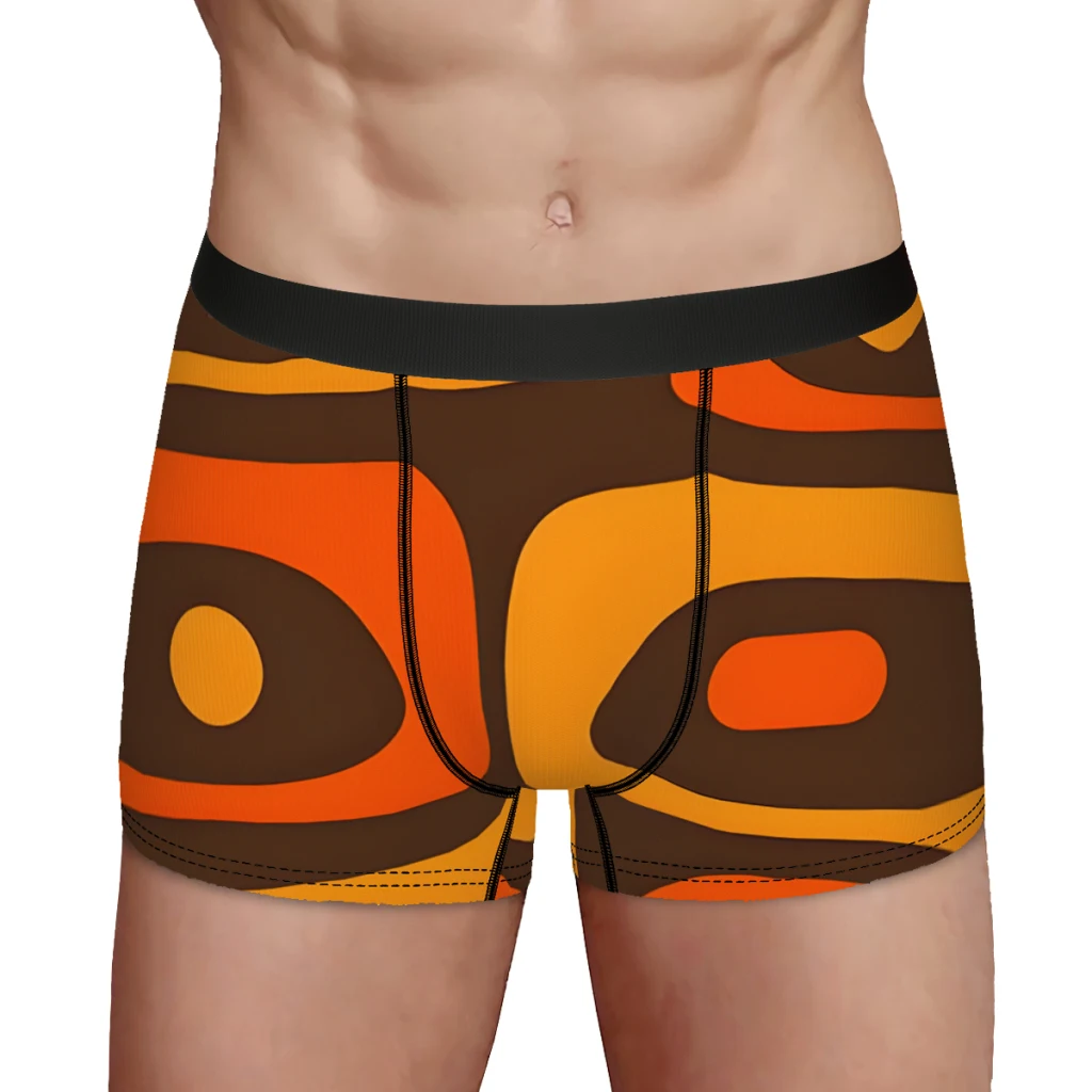 Cuecas Boxer Abstratas Minimalistas Masculinas, Roupa Interior Altamente Respirável, Qualidade Superior, Abstrato, Moderno, Meio Século, Aniversário, Anos 70, Piquet