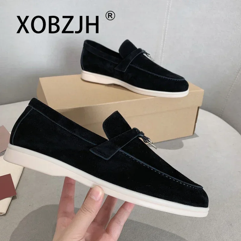 

Moccasines Suede Loafers Summer Walk Shoes Women Spring Autumn Fashion CausaleLeather Metal Pendant Flat Shoes Lazy SlipOn Mules