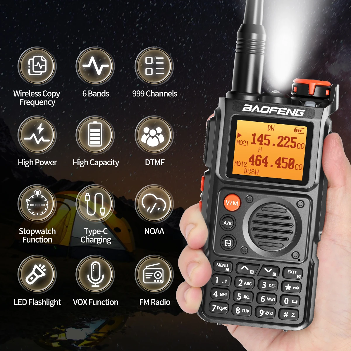 Baofeng UV-K6 Air Band Walkie Talkie Wireless Copy Frequency Multi Band Type-C Charge100500UHF VHF DTMF NOAA Long Rang Ham Radio