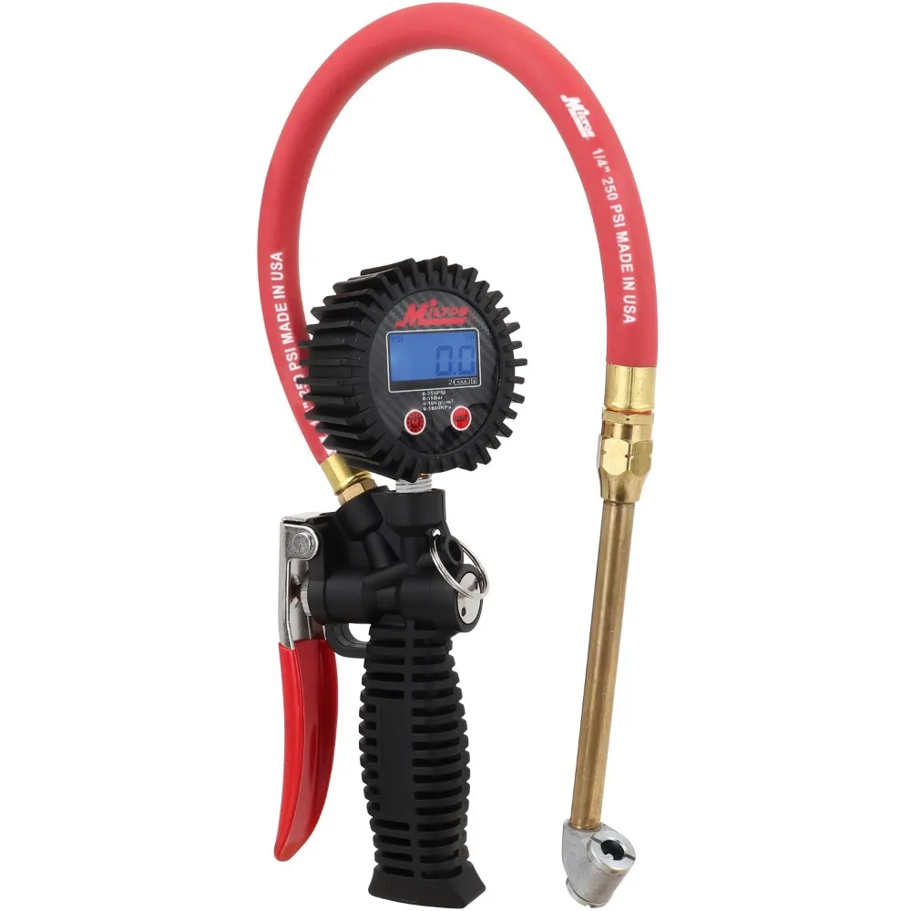 

Digital Tire Inflator with Pressure Gauge, 15-Foot Hose and Dual Head Chuck, Precise 0.1 PSI Display, High-Quality Construction