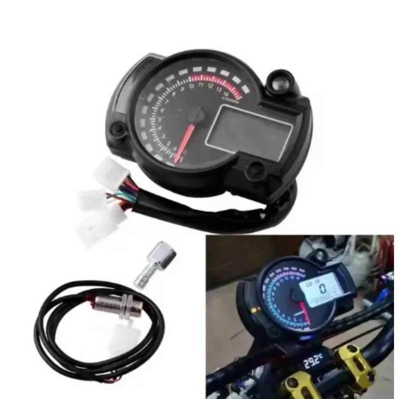 Universal Digital Motorcycle Speedometer 7 Colors Auto LCD Digital Odometer Dirt Pit Bike Gauge Moto Dashboard Meter，1pcs