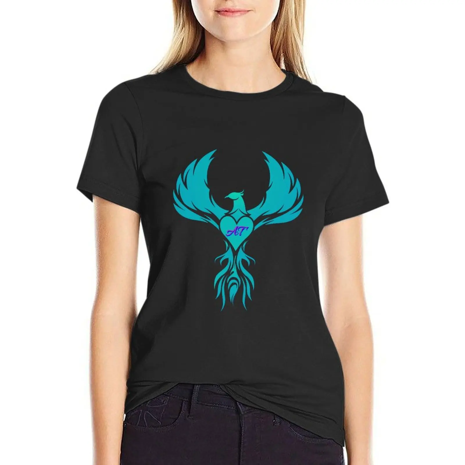 

Teal Phoenix Rising T-Shirt graphics blacks tshirts woman