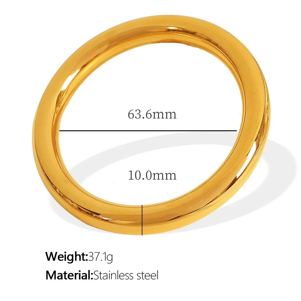 Ins 18K Gold Plated Stainless Steel Round Hallow Bangle Bracelet For Women Summer Jewelry Gift Waterproof Hypoallergenic