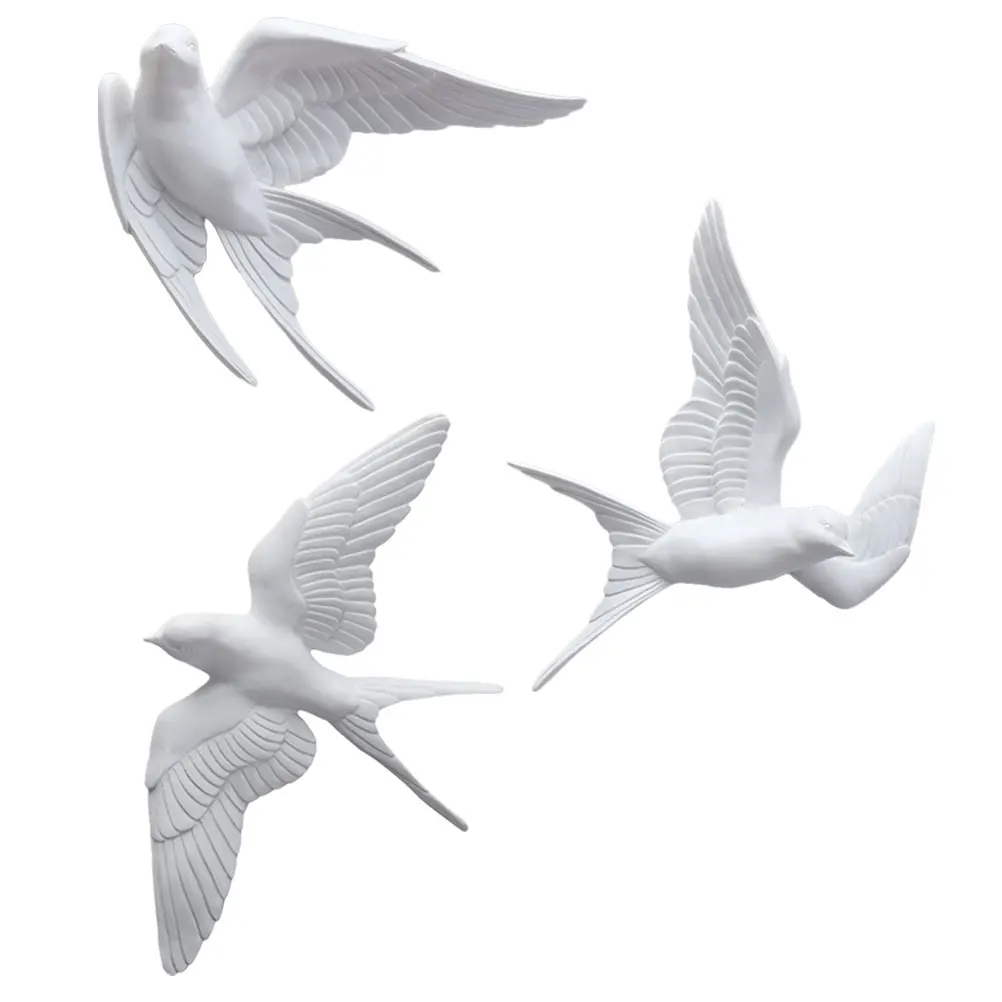 

3pcs 3D Bird Wall Decor Hanging Resin Swallows Lightweight Realistic Design Home Decoration Living Room Entrance
