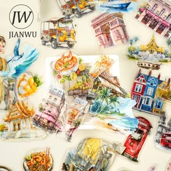 JIANWU-Material de Paisagismo Vintage Colagem, Série Viagem Férias, Adesivo PET Criativo, Papelaria DIY Journal, 30 Folhas