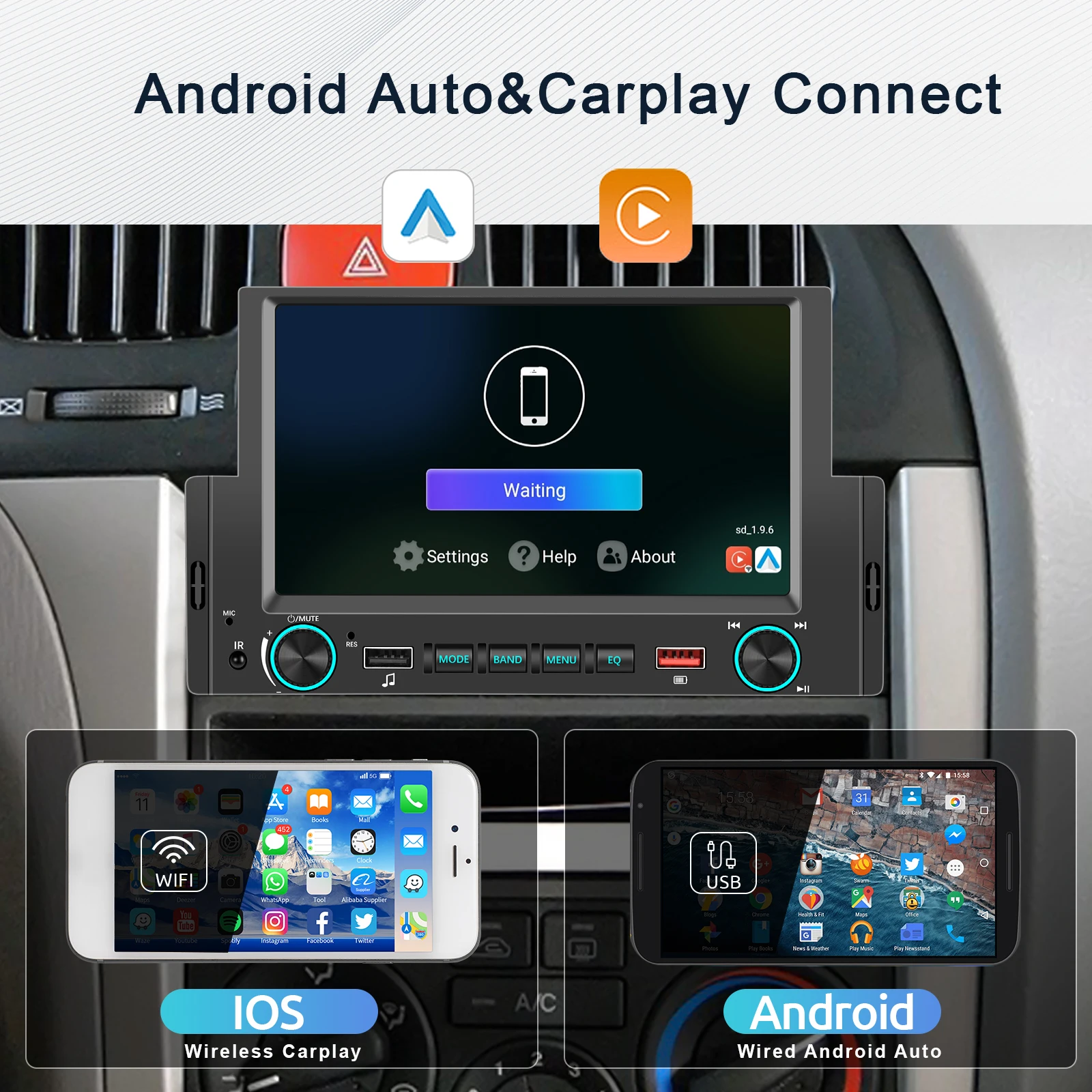 Podofo Universal Android12 Car Radio 6.2