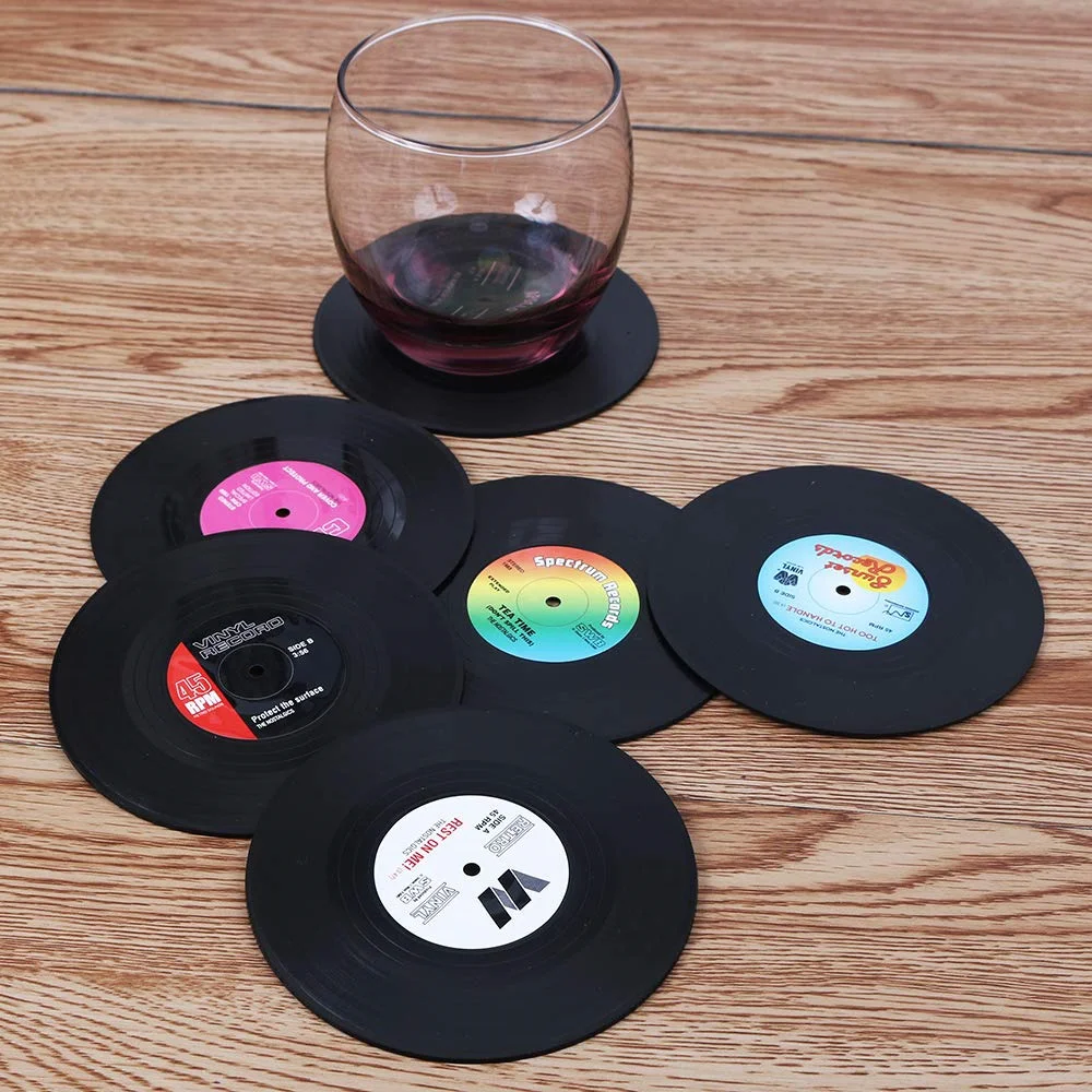 6 PCS Record Vinyl Disk Coasters for Drinks Funny - Tabletop Protection Prevents Furniture Damage