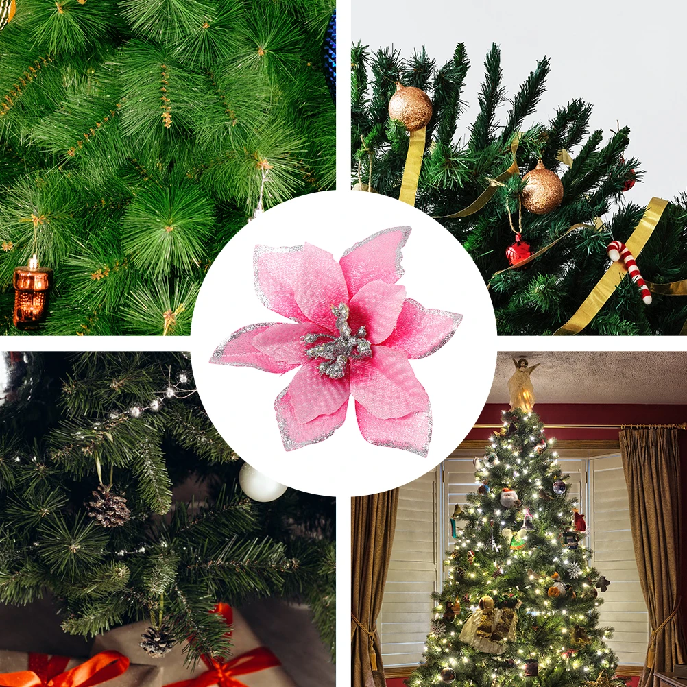 

36Pcs Cloth Flower Ornament Set for Christmas Decorations Fake Flower Adornment DIY Pendant Craft Reusable Festive Party Wreath
