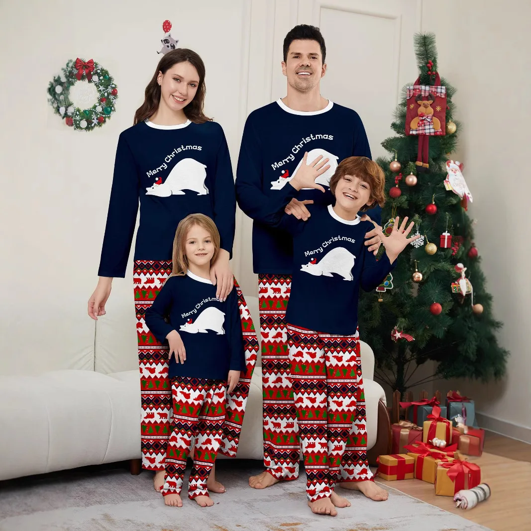 

Fashion Christmas Family Matching Outfits, 2025 new Christmas parent-child wear cartoon print home pajamas, and baby jumpsuits