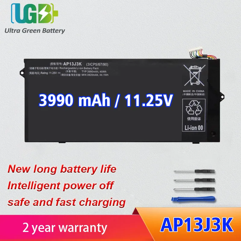 UGB-Batería de repuesto AP13J3K para Acer Chromebook, 11,6 ", 11 C720-2848, C720, C720P, C740, C720-2420, C720-2802